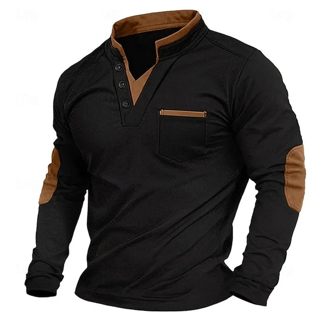 Man wearing the Dario men's v-neck classic sweater, front view