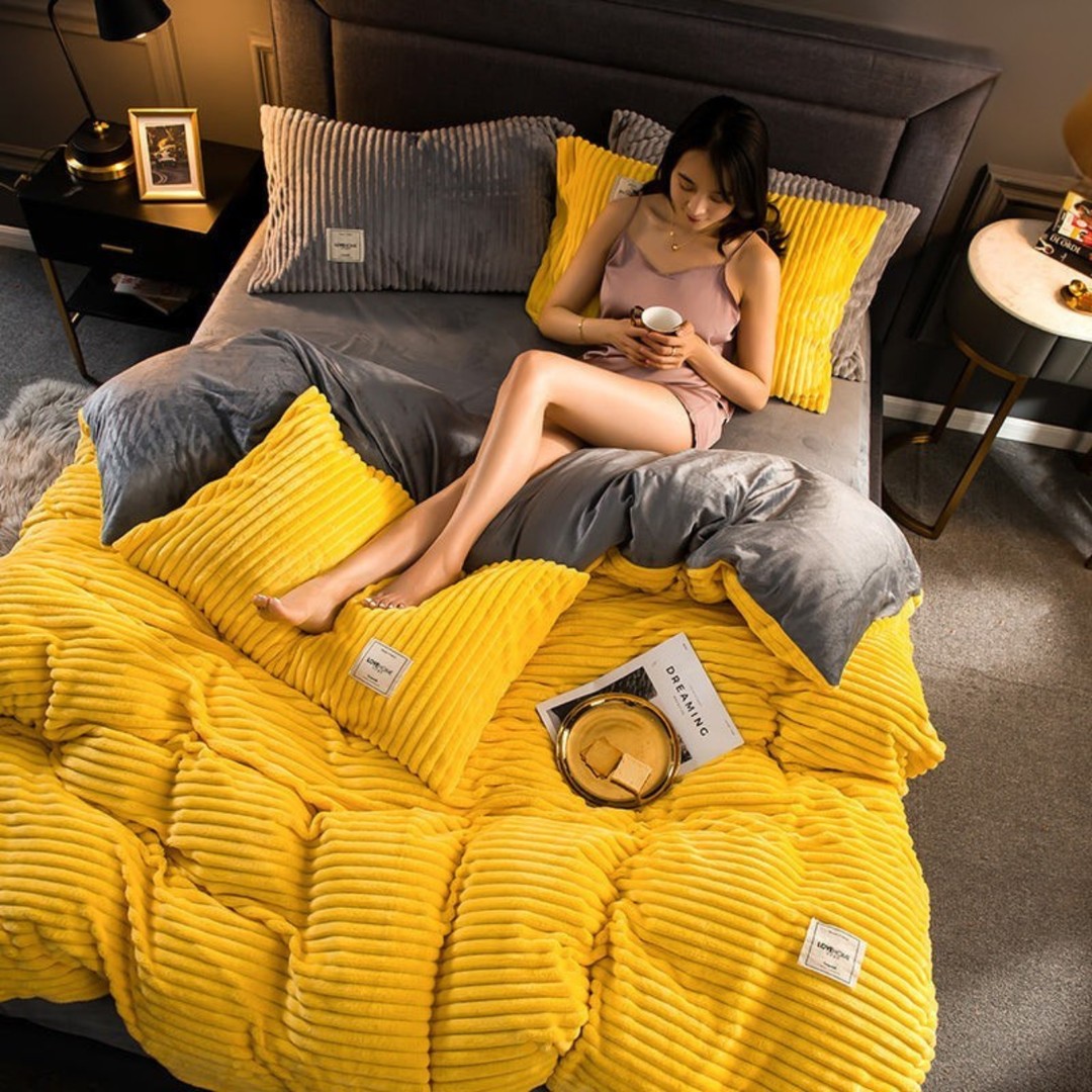Double-sided fleece duvet set with pillowcase - product photo 11
