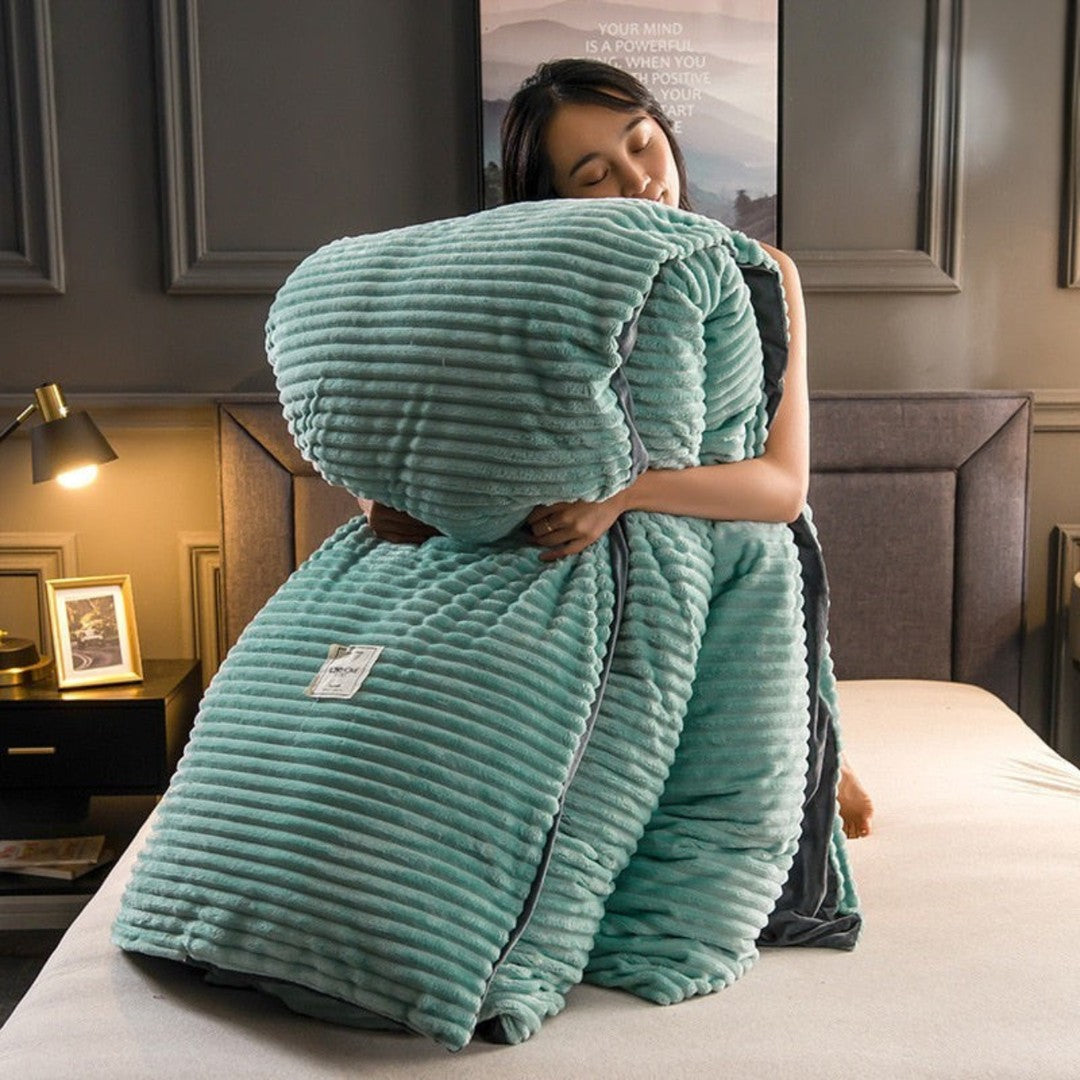 Double-sided fleece duvet set with pillowcase - product photo 3