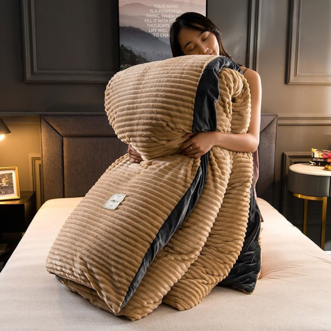 Double-sided fleece duvet set with pillowcase - product photo 4