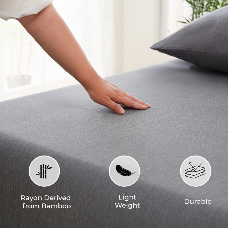 Bamboo blend fitted sheet in a made bed - product photo 10