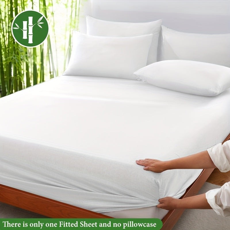 Bamboo blend fitted sheet in a made bed - product photo 5