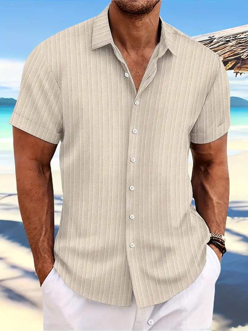Julian | Men's Linen Button-Front Textured Shirt