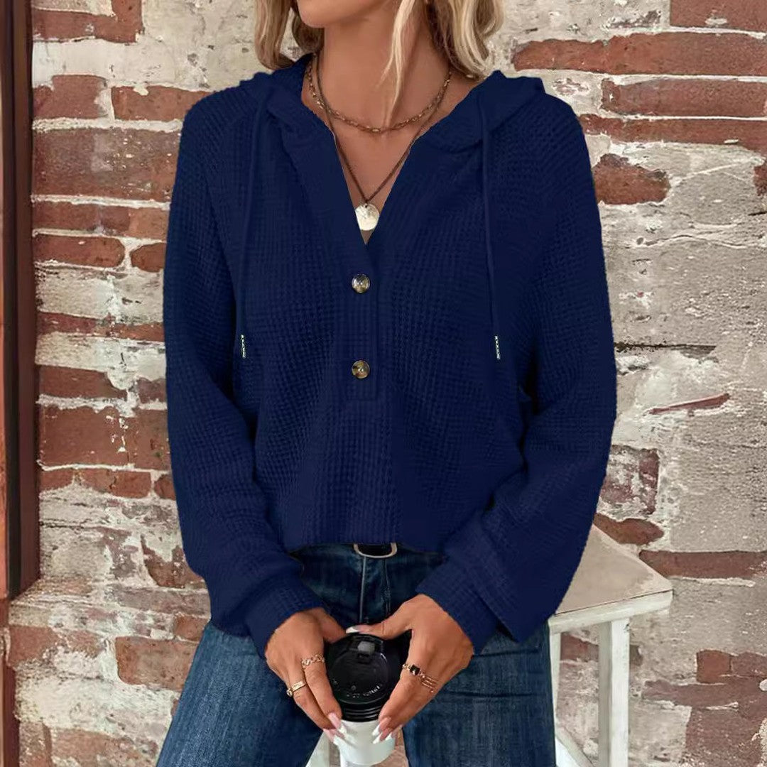 Woman wearing the Elena women's cropped hooded hoodie, 11 view