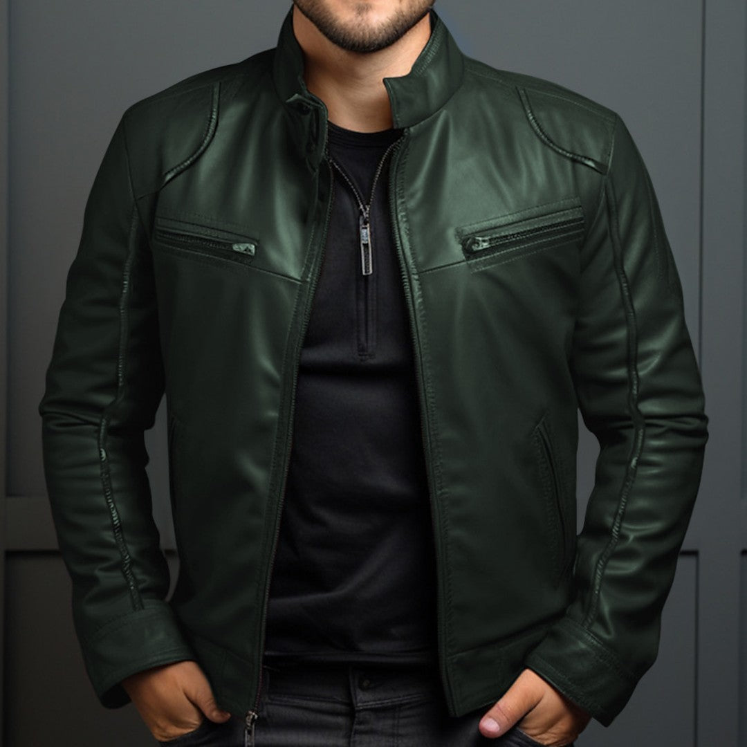 Man wearing the Elian men's jacket, side view