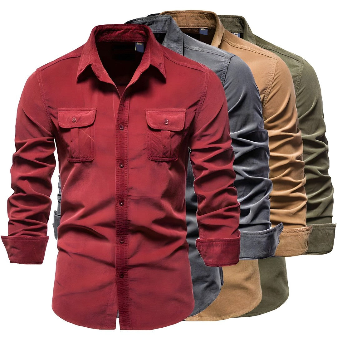 Man wearing the Elias men's casual shirt, front view