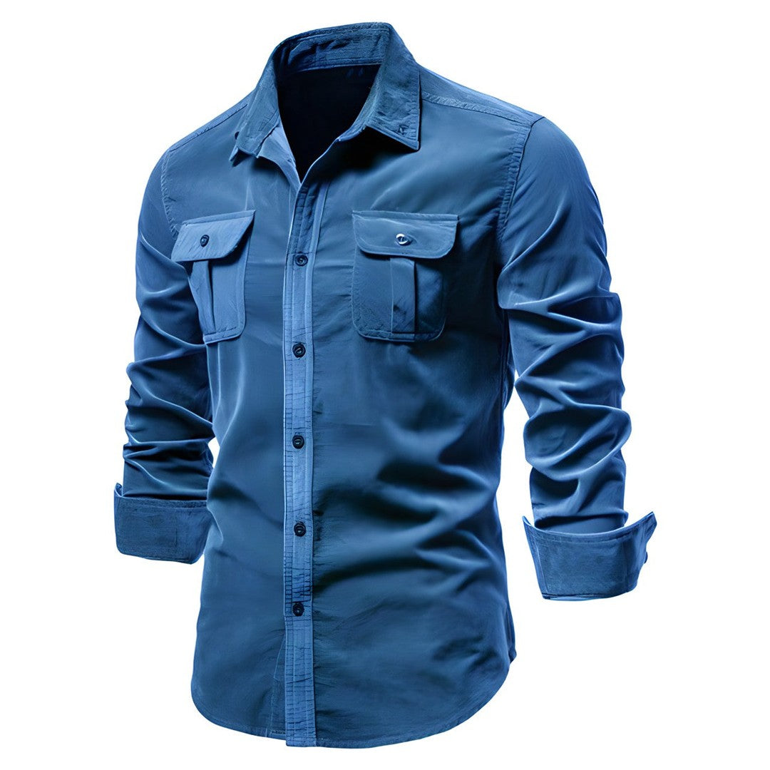 Man wearing the Elias men's casual shirt, model view