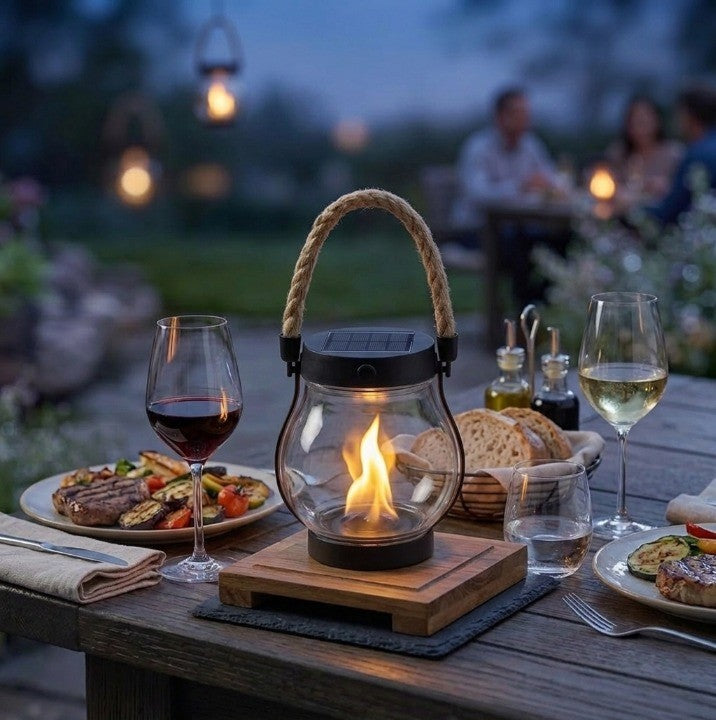 Solar lantern with flickering flame effect - product photo 2