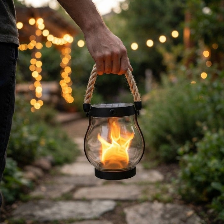 Solar lantern with flickering flame effect - product photo 4