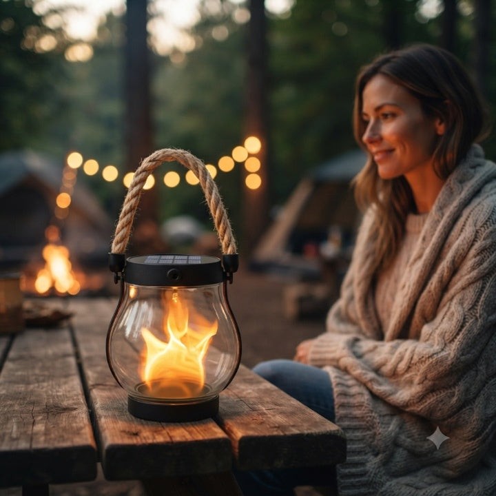 Solar lantern with flickering flame effect - product photo 5