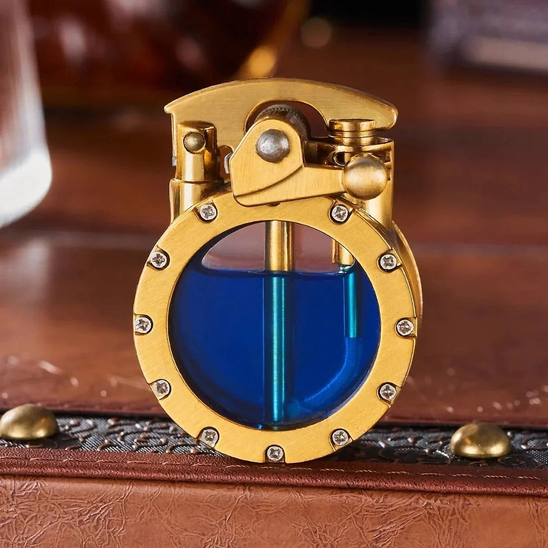 Vintage refillable metal lighter with fuel window - product photo 3