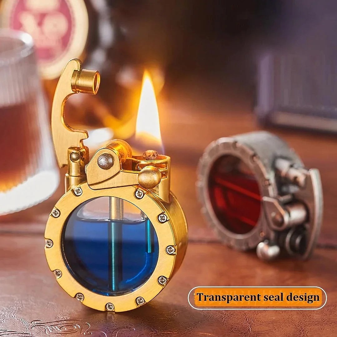 Vintage refillable metal lighter with fuel window - product photo 5