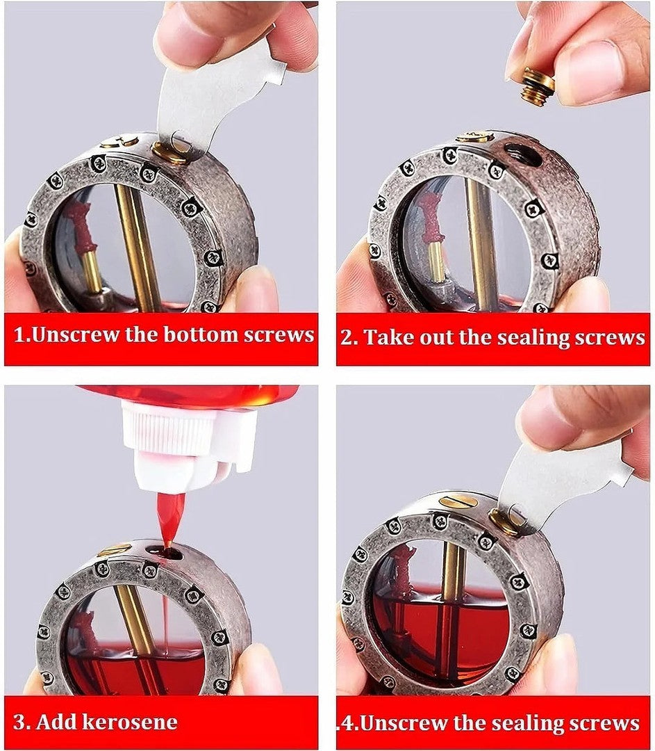 Vintage refillable metal lighter with fuel window - product photo 8