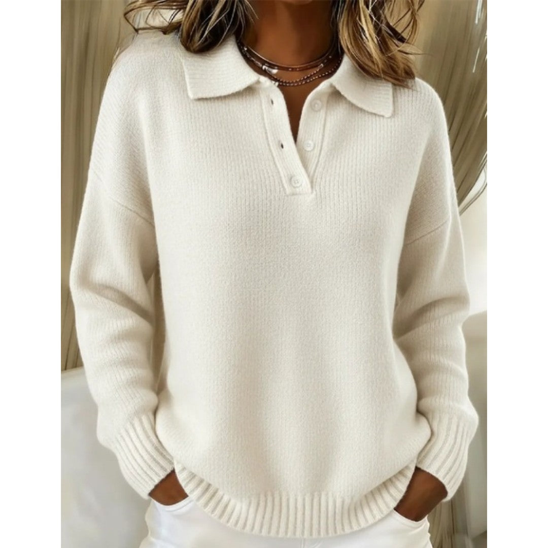 Woman wearing the Emilia women's sweater, model view