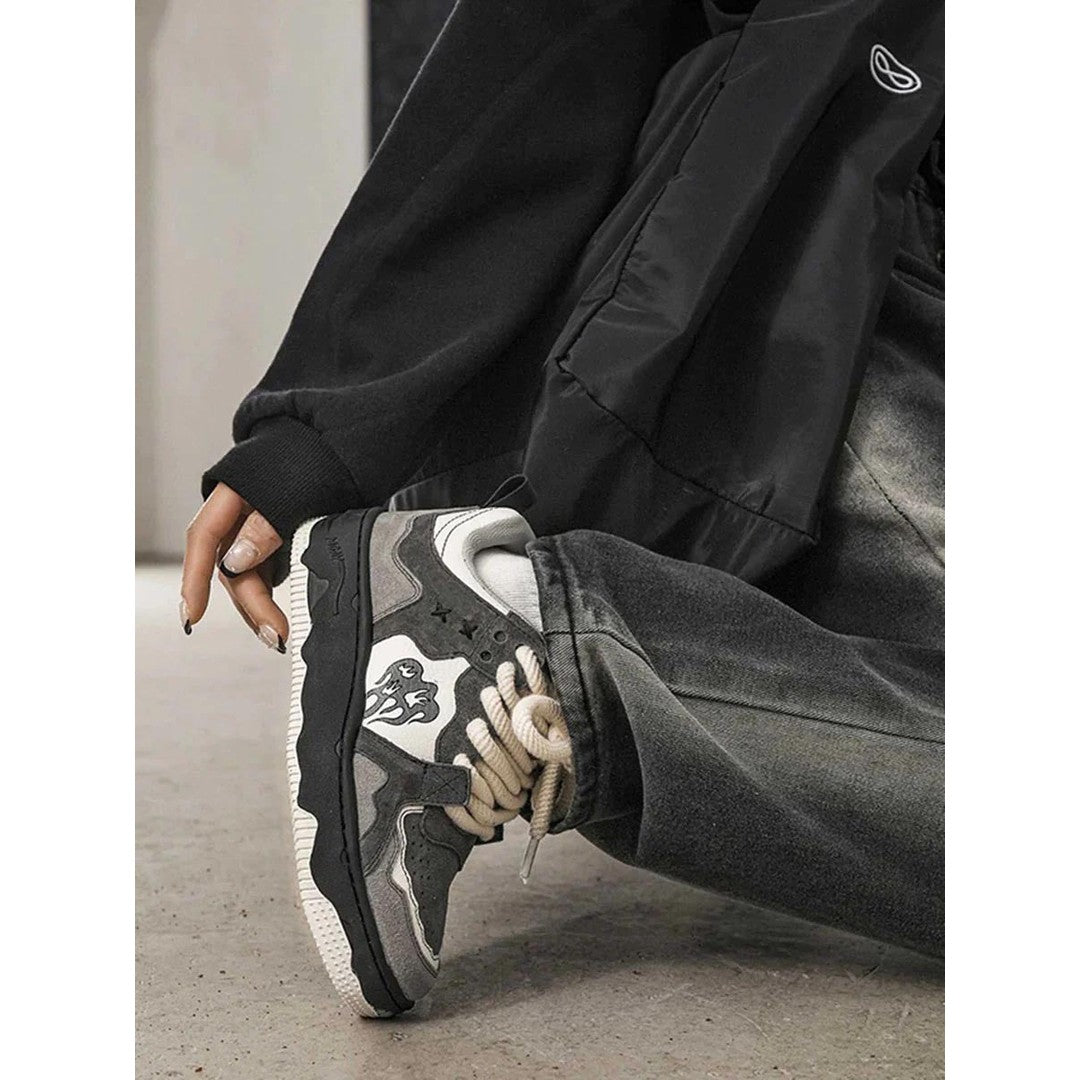 Man wearing the Emmett men's vintage shoes, detail view