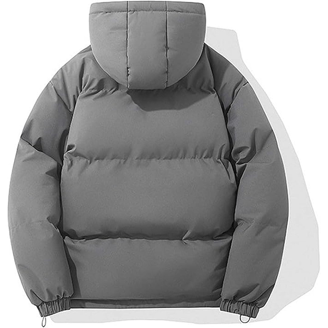 Man wearing the Emrys men's hooded jacket, 14 view