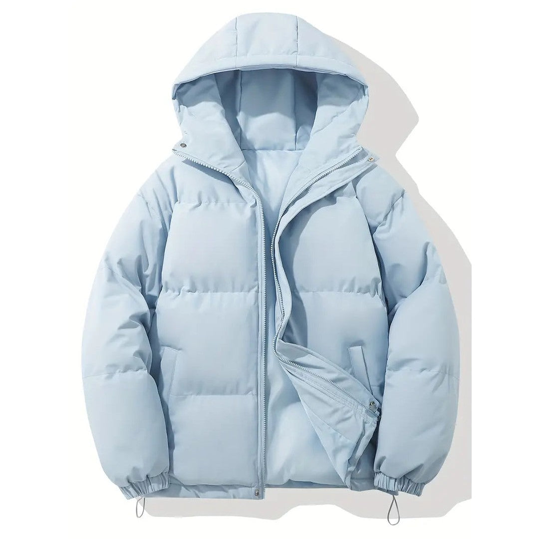 Man wearing the Emrys men's hooded jacket, 7 view
