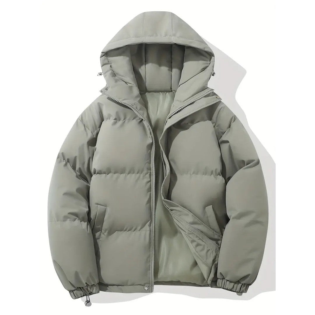 Man wearing the Emrys men's hooded jacket, 9 view