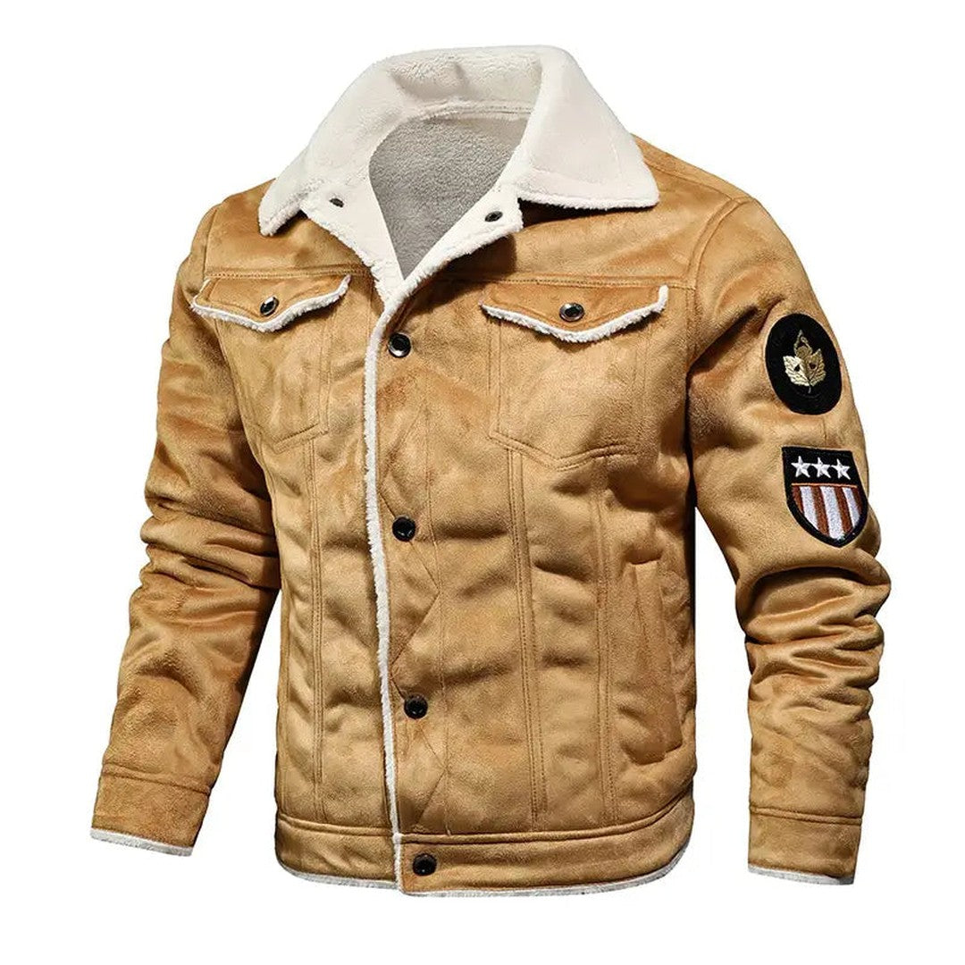 Man wearing the Enrique men's leather breathable jacket, side view