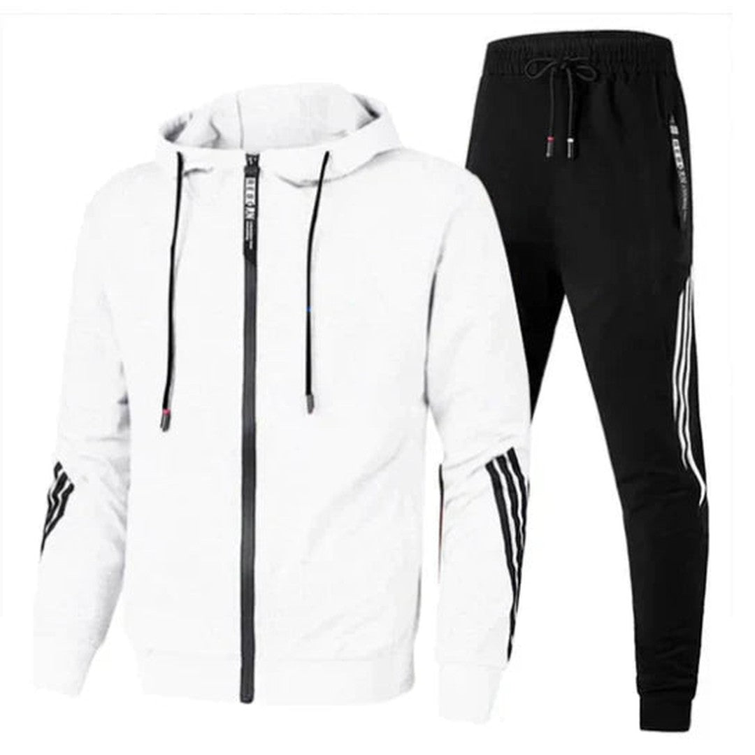 Man wearing the Enzo men's cotton tracksuit, model view