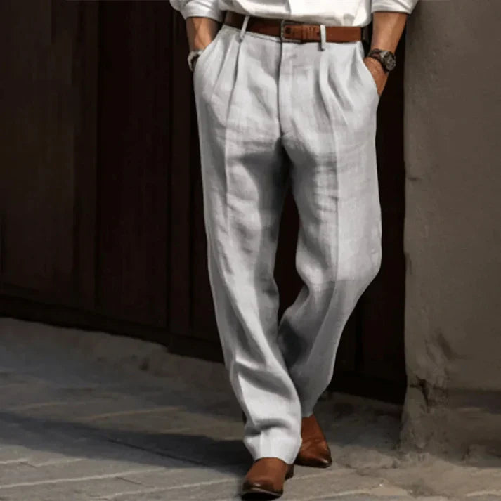 Felix | Men's Double Pleat Linen Tailored Trousers