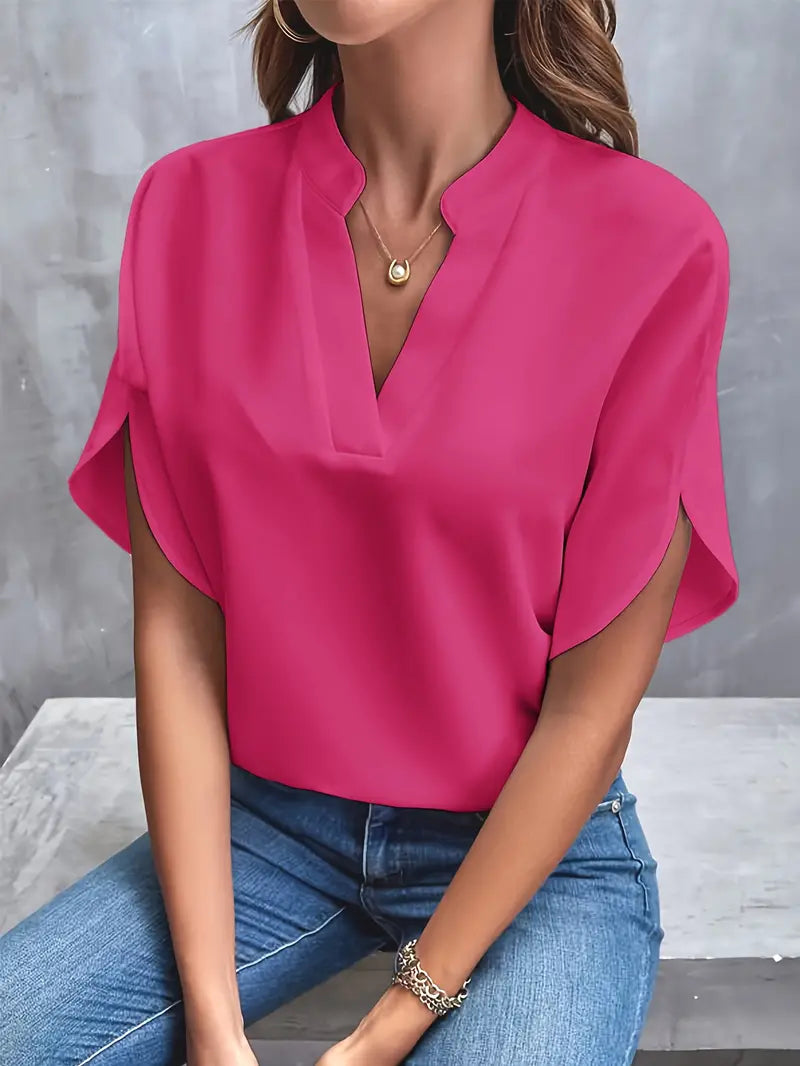 Elira | Women's V-Neck Split Sleeve Flow Blouse