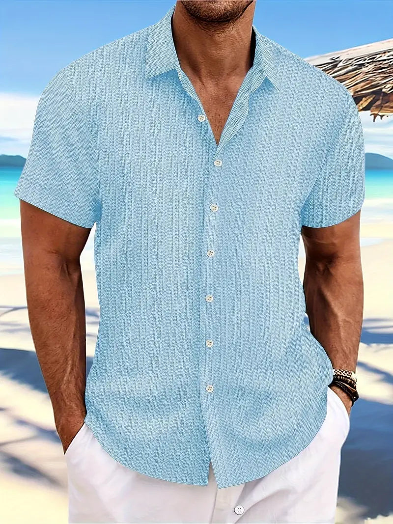 Julian | Men's Linen Button-Front Textured Shirt