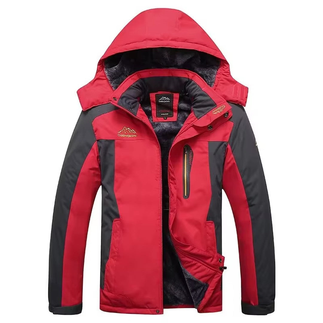 Man wearing the Fabian men's waterproof jacket, side view