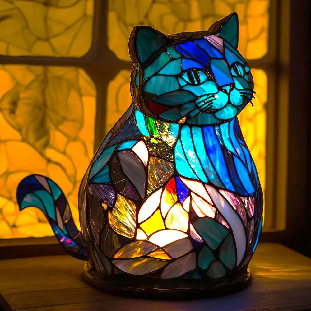 Stained glass style animal table lamp - product photo 5