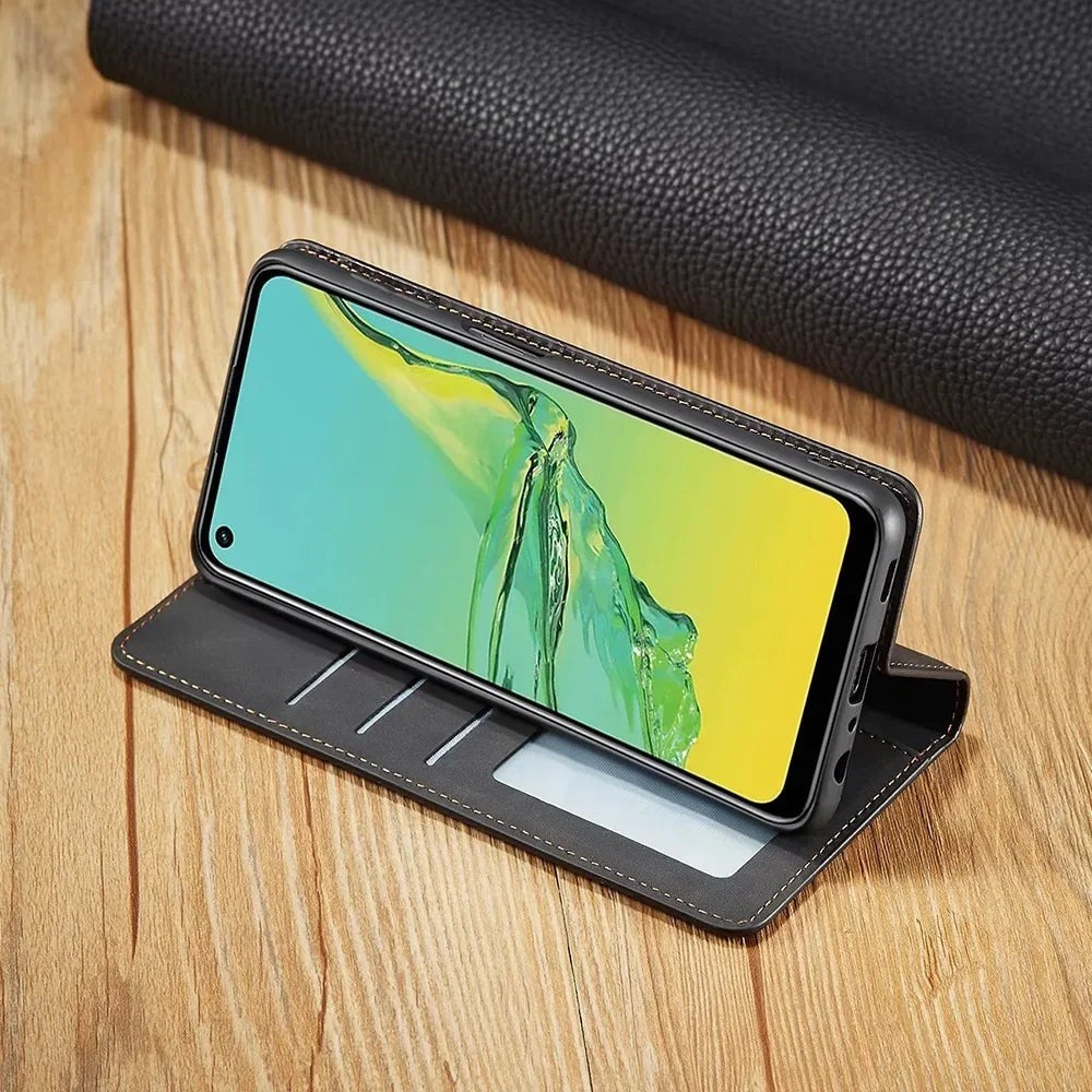 Leather flip phone case with card slots - product photo 2