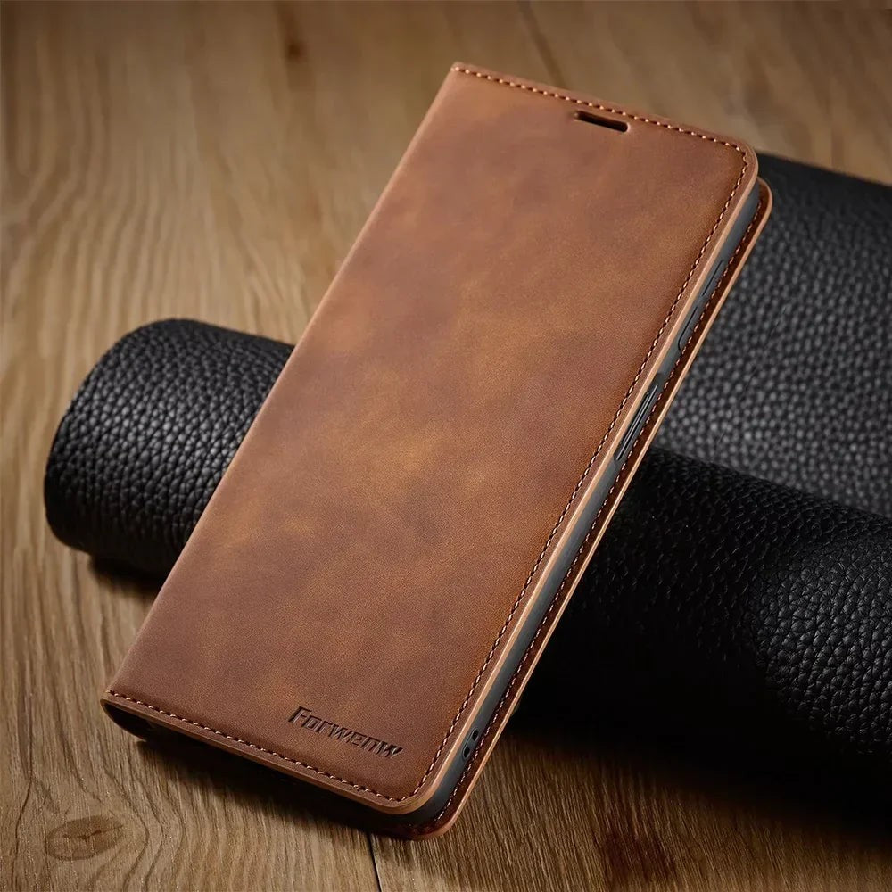 Leather flip phone case with card slots - product photo 4