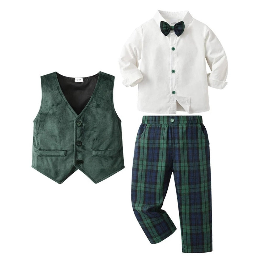 Boys three-piece suit with vest and bow tie - product photo 19
