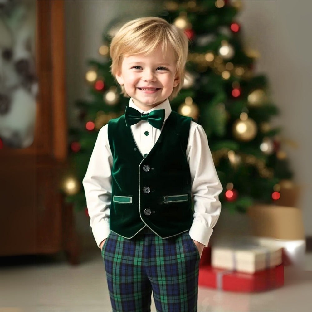 Boys three-piece suit with vest and bow tie - product photo 20