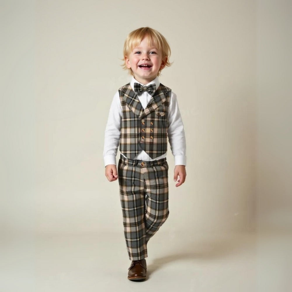 Boys three-piece suit with vest and bow tie - product photo 21