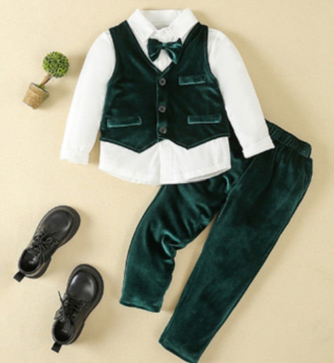 Boys three-piece suit with vest and bow tie - product photo 22