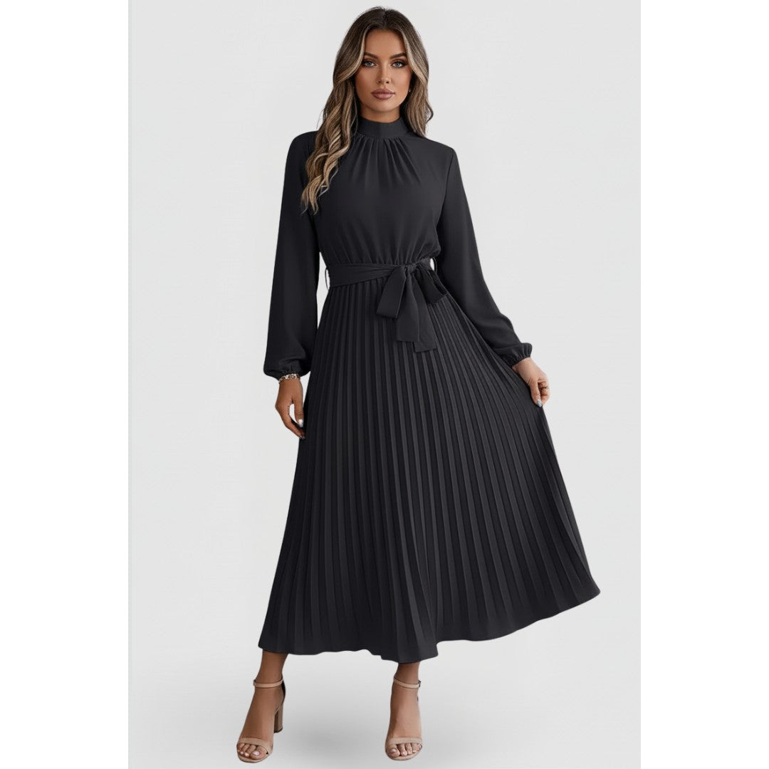 Woman wearing the Felix women's pleated dress, 7 view