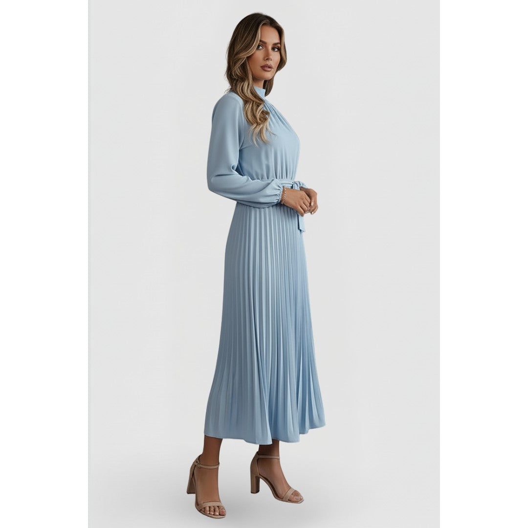Woman wearing the Felix women's pleated dress, 8 view