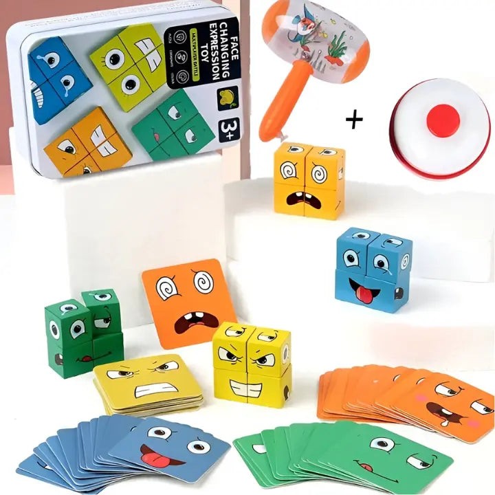 Wooden stacking and sorting blocks with faces - product photo 4