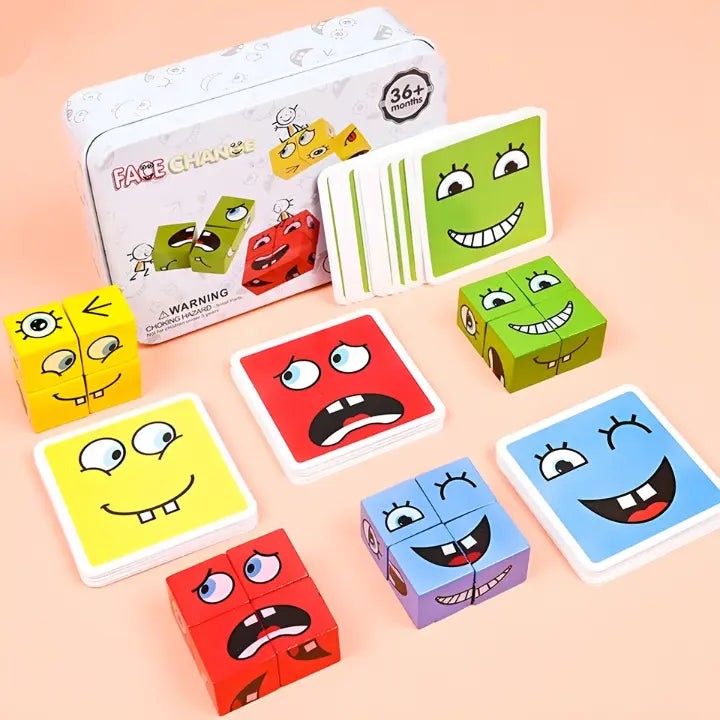 Wooden stacking and sorting blocks with faces - product photo 5