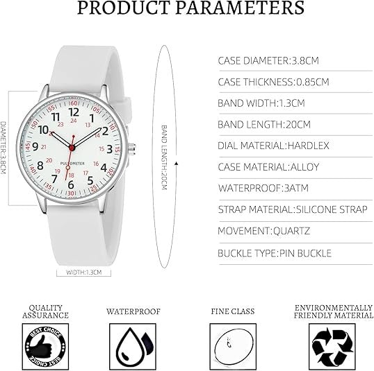 Splash-resistant silicone nurse watch - product photo 2