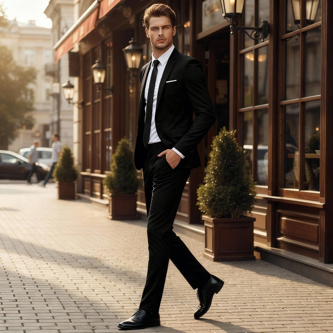 Man wearing the Finn men's elegant top, model view
