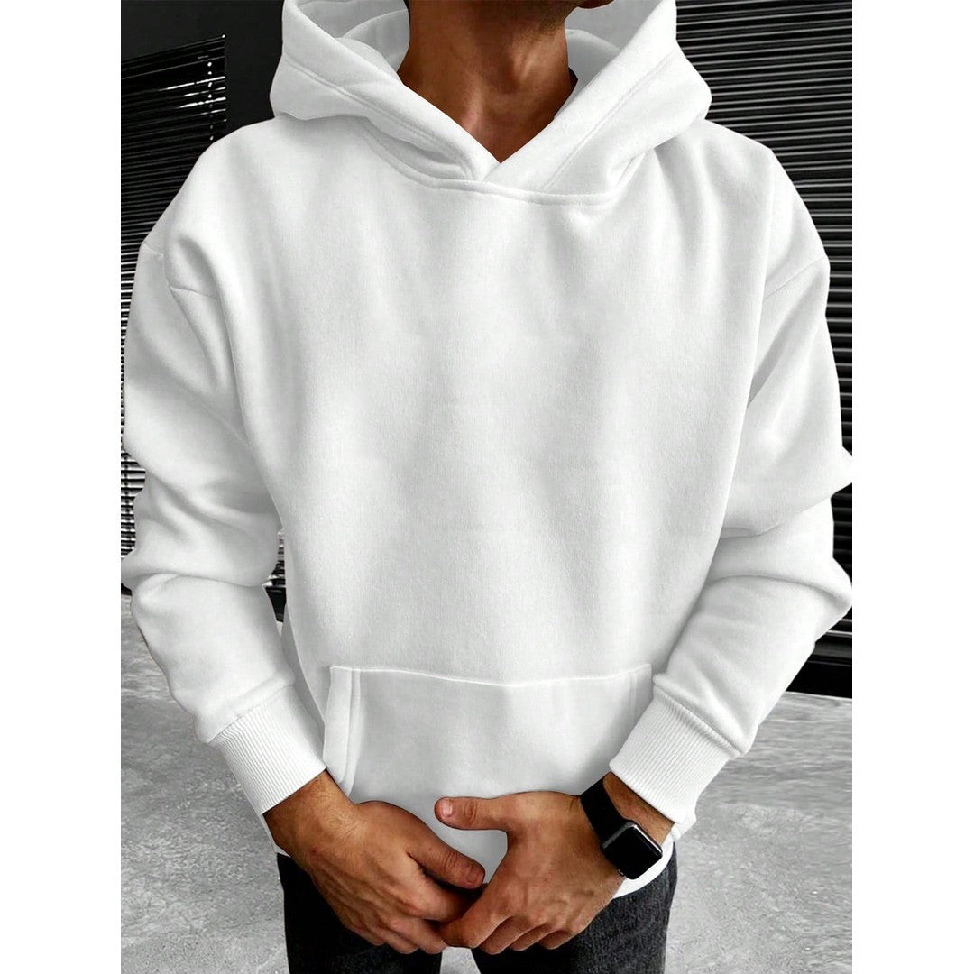 Man wearing the Florian men's solid-color cotton streetwear hoodie, 9 view