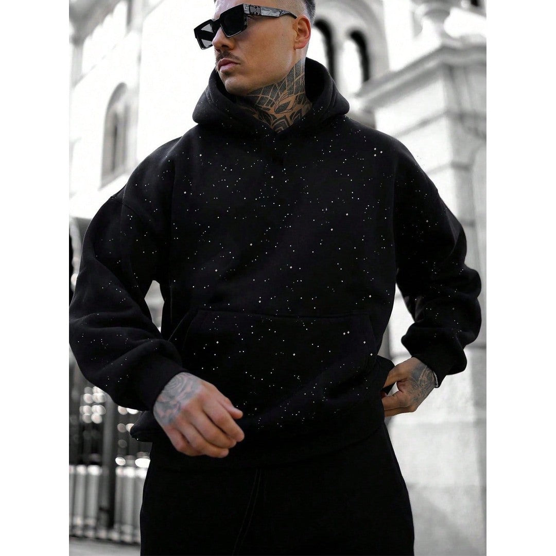 Man wearing the Florian men's solid-color cotton streetwear hoodie, model view