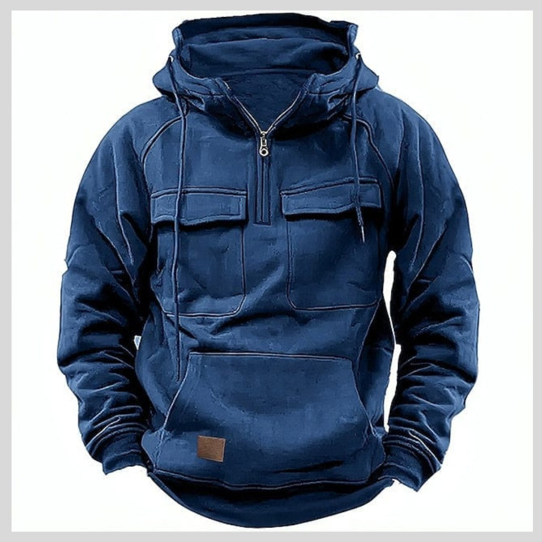 Man wearing the Ford men's hooded sweater, 9 view