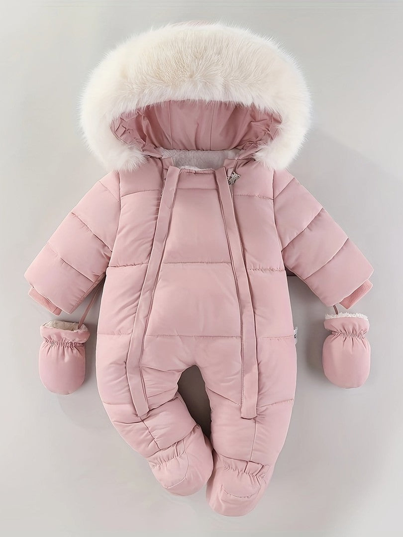 Padded hooded baby snowsuit - product photo 1