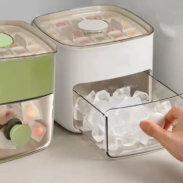 Push-release ice cube box with sealed storage bin - product photo 7
