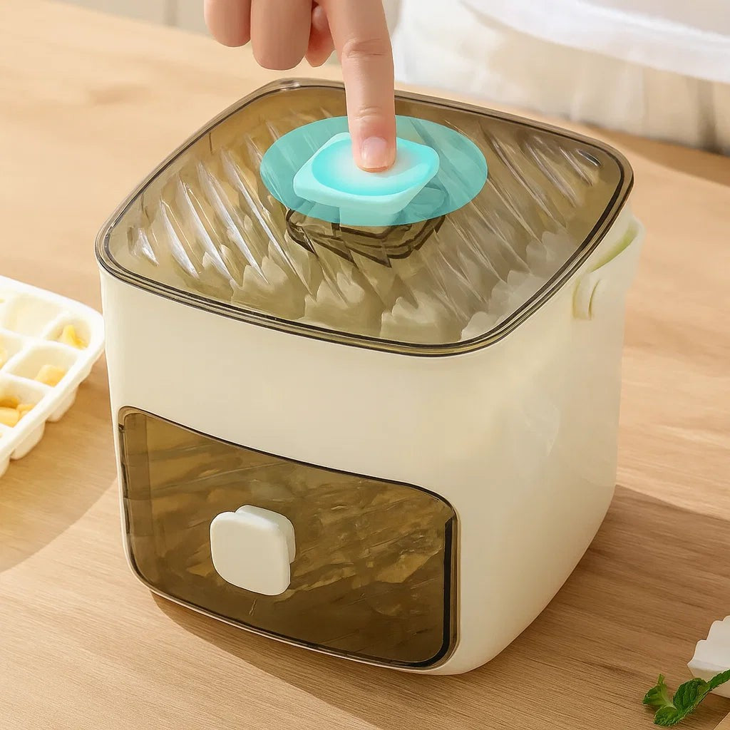 Push-release ice cube box with sealed storage bin - product photo 8
