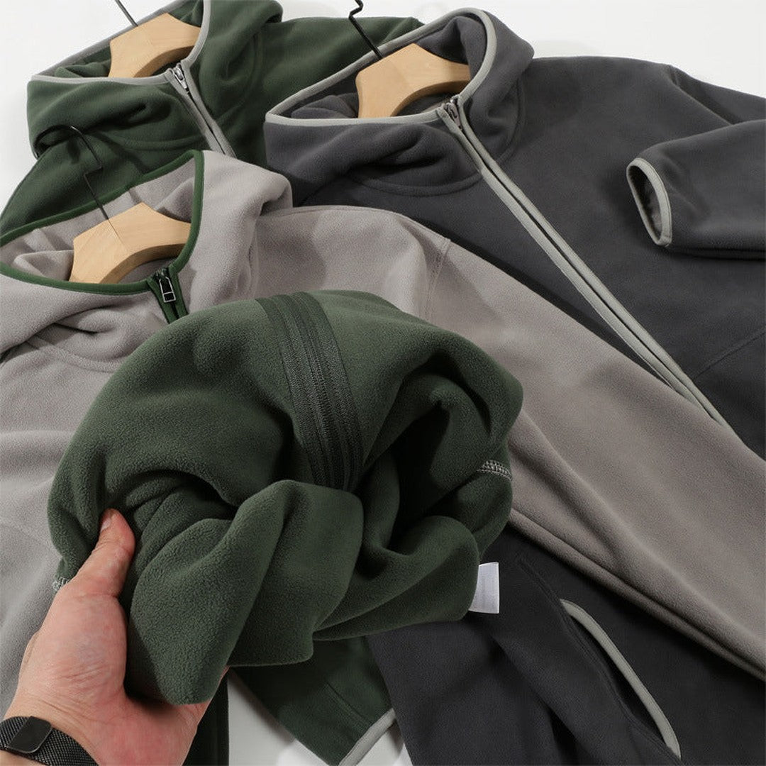 Woman wearing the Gaia women's relaxed hooded jacket, 10 view