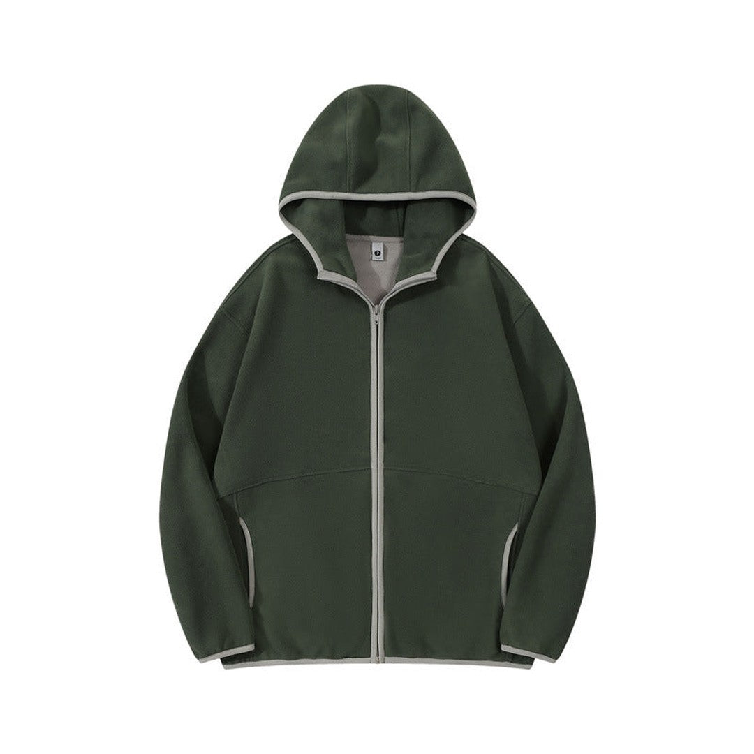 Woman wearing the Gaia women's relaxed hooded jacket, 8 view