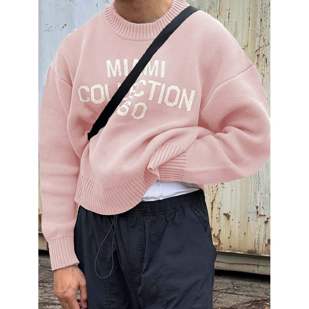 Man wearing the Garrett men's cotton streetwear sweater, detail view
